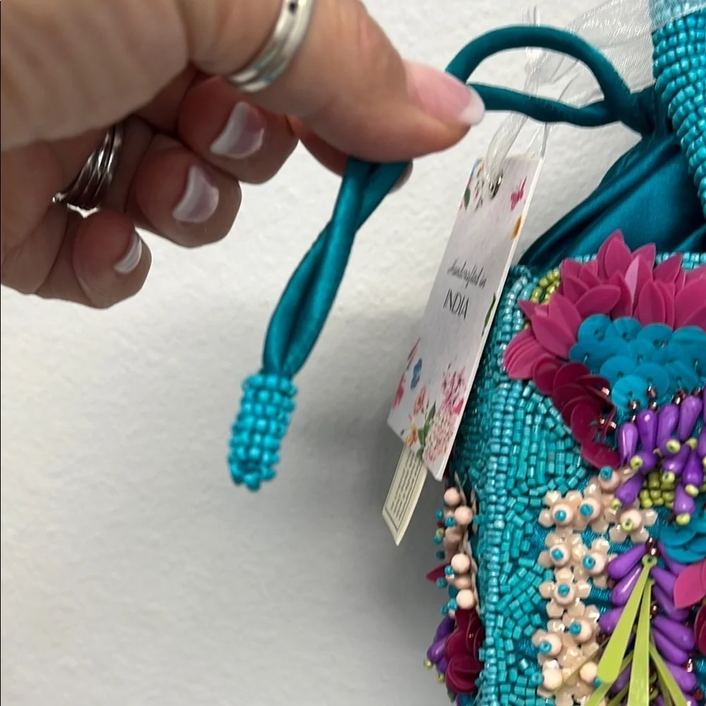 Playful Vibrant Blue & Purple Mini Beaded Bag 🩵 - Picture 5 of 11